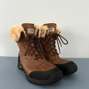 UGG Adirondack Chestnut Brown Waterproof Leather Lace Up Winter Snow Boots